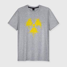 Мужская футболка хлопок Slim с принтом Nuclear paint в Белгороде, 92% хлопок, 8% лайкра | приталенный силуэт, круглый вырез ворота, длина до линии бедра, короткий рукав | hazard | nuclear | paint | radiation | radioactive | symbol | атомный | краска | опасный | радиация | радиоактивный | символ | ядерный