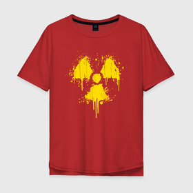 Мужская футболка хлопок Oversize с принтом Nuclear paint в Тюмени, 100% хлопок | свободный крой, круглый ворот, “спинка” длиннее передней части | hazard | nuclear | paint | radiation | radioactive | symbol | атомный | краска | опасный | радиация | радиоактивный | символ | ядерный