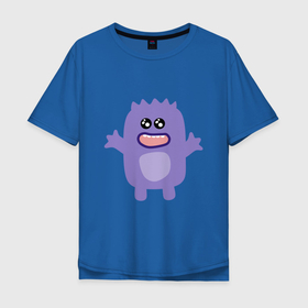 Мужская футболка хлопок Oversize с принтом Purple monster в Белгороде, 100% хлопок | свободный крой, круглый ворот, “спинка” длиннее передней части | monster | purple | монстр | пурпурный | фиолетовый | чудище