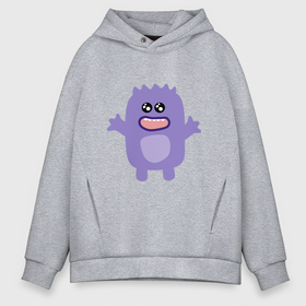 Мужское худи Oversize хлопок с принтом Purple monster в Санкт-Петербурге, френч-терри — 70% хлопок, 30% полиэстер. Мягкий теплый начес внутри —100% хлопок | боковые карманы, эластичные манжеты и нижняя кромка, капюшон на магнитной кнопке | monster | purple | монстр | пурпурный | фиолетовый | чудище