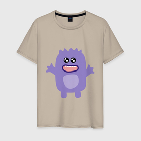 Мужская футболка хлопок с принтом Purple monster в Петрозаводске, 100% хлопок | прямой крой, круглый вырез горловины, длина до линии бедер, слегка спущенное плечо. | monster | purple | монстр | пурпурный | фиолетовый | чудище