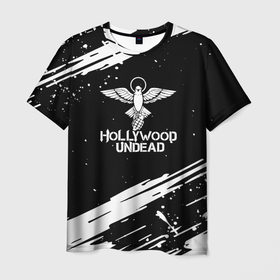 Мужская футболка 3D с принтом hollywood undead logo в Екатеринбурге, 100% полиэфир | прямой крой, круглый вырез горловины, длина до линии бедер | full | hollywood | hollywood undead | lyrics | music | official | records | rock | song | theextremeundead | undead | video | youtube