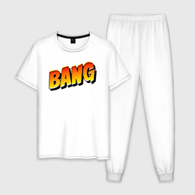 Мужская пижама хлопок с принтом Bang (взрыв) в Курске, 100% хлопок | брюки и футболка прямого кроя, без карманов, на брюках мягкая резинка на поясе и по низу штанин
 | bang | big | explosion | бенг | большой | бэнг | взрыв