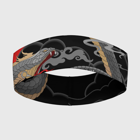 Повязка на голову 3D с принтом Самурай и змей в Санкт-Петербурге,  |  | japan | samurai | борьба | графика | змея | саурай | стиль | япония