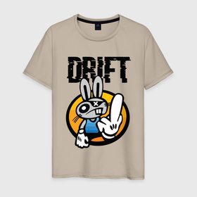 Мужская футболка хлопок с принтом Drift   Hype   Cool Hare в Тюмени, 100% хлопок | прямой крой, круглый вырез горловины, длина до линии бедер, слегка спущенное плечо. | drift | ears | finger | gesture | hare | moustache | teeth | дрифт | жест | заяц | зубы | палец | усы | уши