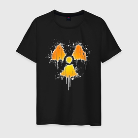Мужская футболка хлопок с принтом Radioactive symbol в Санкт-Петербурге, 100% хлопок | прямой крой, круглый вырез горловины, длина до линии бедер, слегка спущенное плечо. | hazard | nuclear | paint | radiation | radioactive | symbol | краска | опасный | радиация | радиоактивный | символ | ядерный