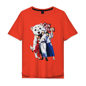 Мужская футболка хлопок Oversize с принтом Gin Tama Sadaharu в Санкт-Петербурге, 100% хлопок | свободный крой, круглый ворот, “спинка” длиннее передней части | gin tama | gintama | gintoki | kagura | sadaharu | shinpachi | гинтама | гинтоки | кагура | садахару | сенпай | сенсей | собака | шинпачи