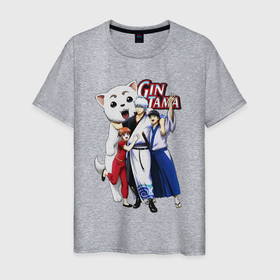 Мужская футболка хлопок с принтом Gin Tama Sadaharu в Тюмени, 100% хлопок | прямой крой, круглый вырез горловины, длина до линии бедер, слегка спущенное плечо. | gin tama | gintama | gintoki | kagura | sadaharu | shinpachi | гинтама | гинтоки | кагура | садахару | сенпай | сенсей | собака | шинпачи