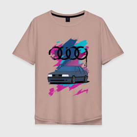 Мужская футболка хлопок Oversize с принтом Audi 80 90 в Петрозаводске, 100% хлопок | свободный крой, круглый ворот, “спинка” длиннее передней части | Тематика изображения на принте: audi | audi 80 | audi 90 | авто | ауди | ауди 80 | ауди 90