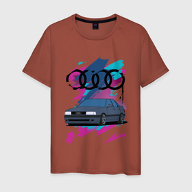 Мужская футболка хлопок с принтом Audi 80 90 в Петрозаводске, 100% хлопок | прямой крой, круглый вырез горловины, длина до линии бедер, слегка спущенное плечо. | audi | audi 80 | audi 90 | авто | ауди | ауди 80 | ауди 90