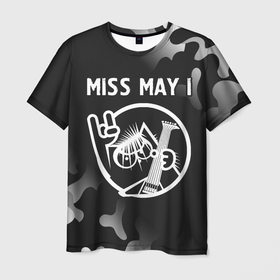 Мужская футболка 3D с принтом Miss May I   КОТ   Камуфляж в Курске, 100% полиэфир | прямой крой, круглый вырез горловины, длина до линии бедер | band | i | may | metal | miss | miss may i | rock | группа | камуфляж | кот | милитари | мисс | мэй ай | рок
