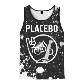 Мужская майка 3D с принтом Placebo   КОТ   Брызги в Тюмени, 100% полиэстер | круглая горловина, приталенный силуэт, длина до линии бедра. Пройма и горловина окантованы тонкой бейкой | Тематика изображения на принте: band | metal | paint | placebo | rock | брызги | группа | кот | краска | пласибо | плацебо | рок