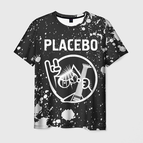 Мужская футболка 3D с принтом Placebo   КОТ   Брызги в Екатеринбурге, 100% полиэфир | прямой крой, круглый вырез горловины, длина до линии бедер | Тематика изображения на принте: band | metal | paint | placebo | rock | брызги | группа | кот | краска | пласибо | плацебо | рок