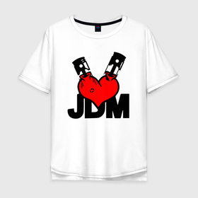 Мужская футболка хлопок Oversize с принтом JDM   Heart   Piston   Japan в Тюмени, 100% хлопок | свободный крой, круглый ворот, “спинка” длиннее передней части | engine | heart | japan | jdm | piston | двигатель | поршень | сердце | япония