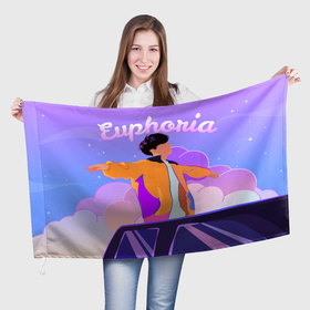 Флаг 3D с принтом Чон Чонгук Euphoria в Петрозаводске, 100% полиэстер | плотность ткани — 95 г/м2, размер — 67 х 109 см. Принт наносится с одной стороны | 