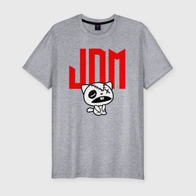 Мужская футболка хлопок Slim с принтом JDM   Kitten Zombie   Japan в Санкт-Петербурге, 92% хлопок, 8% лайкра | приталенный силуэт, круглый вырез ворота, длина до линии бедра, короткий рукав | cat | japan | jdm | kitten | zombie | зомби | кот | котёнок | кошка | япония