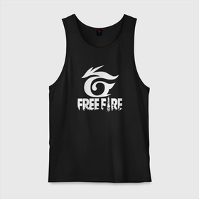 Мужская майка хлопок с принтом Free Fire   белый лого , 100% хлопок |  | free fire | free fire battlegrounds | garena | garena free fire | гарена | игра | фри фаер | шутер