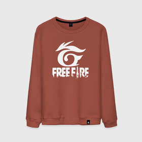 Мужской свитшот хлопок с принтом Free Fire   белый лого , 100% хлопок |  | free fire | free fire battlegrounds | garena | garena free fire | гарена | игра | фри фаер | шутер