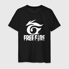 Мужская футболка хлопок с принтом Free Fire   белый лого в Курске, 100% хлопок | прямой крой, круглый вырез горловины, длина до линии бедер, слегка спущенное плечо. | free fire | free fire battlegrounds | garena | garena free fire | гарена | игра | фри фаер | шутер