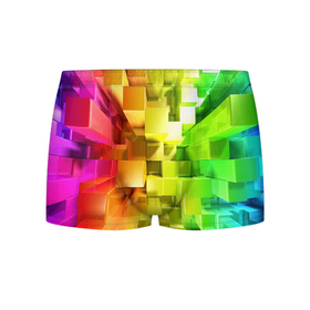 Мужские трусы 3D с принтом Геометрический паттерн 3D   Neon в Белгороде, 50% хлопок, 50% полиэстер | классическая посадка, на поясе мягкая тканевая резинка | Тематика изображения на принте: 3d | color | geometric | neon | pattern | геометрия | неон | узор | цвет