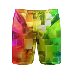 Мужские шорты спортивные с принтом Геометрический паттерн 3D   Neon в Санкт-Петербурге,  |  | 3d | color | geometric | neon | pattern | геометрия | неон | узор | цвет