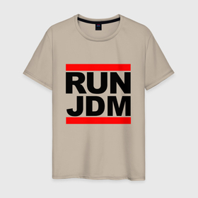 Мужская футболка хлопок с принтом Run JDM   Japan в Кировске, 100% хлопок | прямой крой, круглый вырез горловины, длина до линии бедер, слегка спущенное плечо. | japan | jdm | motto | run | title | бег | девиз | надпись | япония