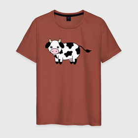 Мужская футболка хлопок с принтом Коровка (прикольный рисунок) в Санкт-Петербурге, 100% хлопок | прямой крой, круглый вырез горловины, длина до линии бедер, слегка спущенное плечо. | буренка | бык | корова | коровка | прикольная | рисунок