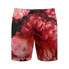 Мужские шорты спортивные с принтом Цветы Красные Пионы в Тюмени,  |  | flowers | природа | растение | флора | цветы