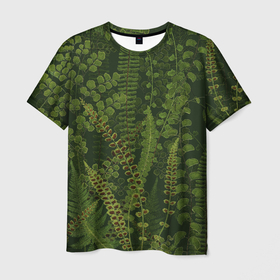 Мужская футболка 3D с принтом Цветы Зеленые Папоротники , 100% полиэфир | прямой крой, круглый вырез горловины, длина до линии бедер | flowers | природа | растение | флора | цветы