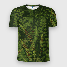 Мужская футболка 3D Slim с принтом Цветы Зеленые Папоротники в Курске, 100% полиэстер с улучшенными характеристиками | приталенный силуэт, круглая горловина, широкие плечи, сужается к линии бедра | flowers | природа | растение | флора | цветы