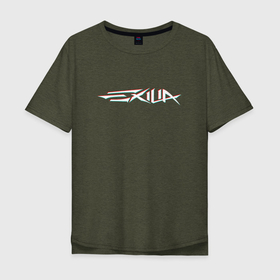 Мужская футболка хлопок Oversize с принтом EXILIA | GLITCH BIG LOGO в Курске, 100% хлопок | свободный крой, круглый ворот, “спинка” длиннее передней части | emblem | exilia | glitch | logo | rock | альтернатива | глитч | ексилия | лого | логотип | рок | эксилия | эмблема