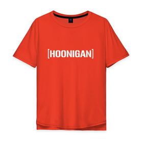 Мужская футболка хлопок Oversize с принтом Hoonigan   Extreme в Тюмени, 100% хлопок | свободный крой, круглый ворот, “спинка” длиннее передней части | drifting | emblem | extreme | hoonigan | logo | racing | team | гонка | дрифтинг | логотип | экстрим | эмблема