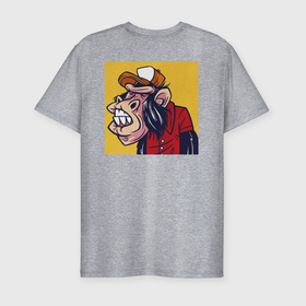 Мужская футболка хлопок Slim с принтом Обезьяны в шляпе и рубашке в Новосибирске, 92% хлопок, 8% лайкра | приталенный силуэт, круглый вырез ворота, длина до линии бедра, короткий рукав | бейсболка | граффити | дикое животное | животное | обезьяна | рубашка | шимпанзе | шляпа