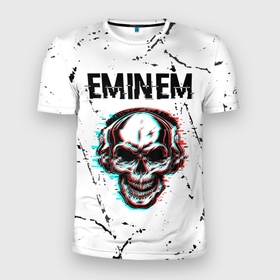 Мужская футболка 3D Slim с принтом Eminem   ЧЕРЕП   Потертости в Новосибирске, 100% полиэстер с улучшенными характеристиками | приталенный силуэт, круглая горловина, широкие плечи, сужается к линии бедра | Тематика изображения на принте: eminem | music | rap | гранж | музыка | рэп | рэпер | рэперы | рэпперы | хип | хип хоп | хоп | череп | эминем