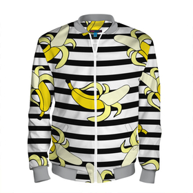 Мужской бомбер 3D с принтом Banana pattern   Summer в Белгороде, 100% полиэстер | застегивается на молнию, по бокам два кармана без застежек, по низу бомбера и на воротнике - эластичная резинка | banana | fashion | pattern | summer | банан | лето | мода | узор