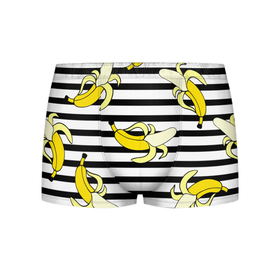 Мужские трусы 3D с принтом Banana pattern   Summer в Белгороде, 50% хлопок, 50% полиэстер | классическая посадка, на поясе мягкая тканевая резинка | Тематика изображения на принте: banana | fashion | pattern | summer | банан | лето | мода | узор