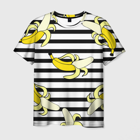 Мужская футболка 3D с принтом Banana pattern   Summer в Кировске, 100% полиэфир | прямой крой, круглый вырез горловины, длина до линии бедер | Тематика изображения на принте: banana | fashion | pattern | summer | банан | лето | мода | узор