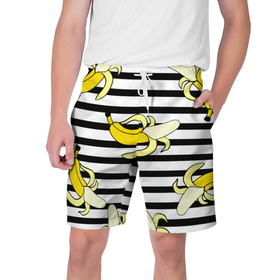 Мужские шорты 3D с принтом Banana pattern   Summer в Санкт-Петербурге,  полиэстер 100% | прямой крой, два кармана без застежек по бокам. Мягкая трикотажная резинка на поясе, внутри которой широкие завязки. Длина чуть выше колен | banana | fashion | pattern | summer | банан | лето | мода | узор