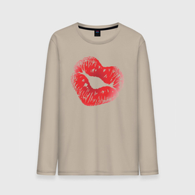 Мужской лонгслив хлопок с принтом Red kiss (поцелуйчик) в Екатеринбурге, 100% хлопок |  | kiss | lips | red | губы | красный | помада | поцелуй