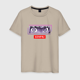 Мужская футболка хлопок с принтом Неоновый взгляд | Senpai , 100% хлопок | прямой крой, круглый вырез горловины, длина до линии бедер, слегка спущенное плечо. | ahegao | anime | eyes | neon | senpai | аниме | ахегао | взгляд | глаза | неон | семпай | сенпай