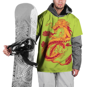 Накидка на куртку 3D с принтом КРАСНЫЙ ДРАКОНЧИК в Тюмени, 100% полиэстер |  | аватар | аниме | дракон | красный | милый | огонь | фэнтези | япония | японский | японское искусство