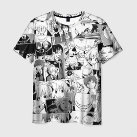 Мужская футболка 3D с принтом Ansatsu kyoshitsu pattern в Петрозаводске, 100% полиэфир | прямой крой, круглый вырез горловины, длина до линии бедер | anime | karma akabane | koro sensei | nagisa shiota | аниме | анимэ | карма акабанэ | коро сэнсэй | нагиса сиота | шиото нагиса