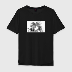 Мужская футболка хлопок Oversize с принтом Нагиса Сиота и Карма Акабанэ , 100% хлопок | свободный крой, круглый ворот, “спинка” длиннее передней части | anime | karma akabane | nagisa shiota | аниме | анимэ | карма акабанэ | нагиса сиота | шиото нагиса