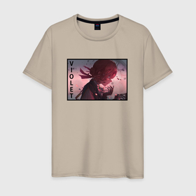 Мужская футболка хлопок с принтом Вайолет Эвергарден арт в Курске, 100% хлопок | прямой крой, круглый вырез горловины, длина до линии бедер, слегка спущенное плечо. | anime | violet evergarden | автозапоминающая кукла | аниме | анимэ | вайолет эвергарден