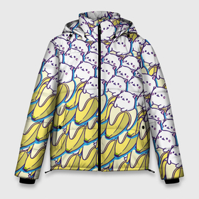 Мужская зимняя куртка 3D с принтом Котики и бананы   Паттерн   Лето в Тюмени, верх — 100% полиэстер; подкладка — 100% полиэстер; утеплитель — 100% полиэстер | длина ниже бедра, свободный силуэт Оверсайз. Есть воротник-стойка, отстегивающийся капюшон и ветрозащитная планка. 

Боковые карманы с листочкой на кнопках и внутренний карман на молнии. | Тематика изображения на принте: banana | cat | kitten | summer | банан | кот | котёнок | кошка | лето