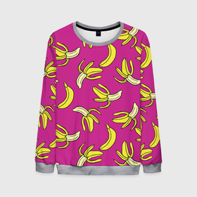 Мужской свитшот 3D с принтом Banana pattern   Summer   Color , 100% полиэстер с мягким внутренним слоем | круглый вырез горловины, мягкая резинка на манжетах и поясе, свободная посадка по фигуре | Тематика изображения на принте: banana | color | pattern | summer | банан | лето | узор | цвет