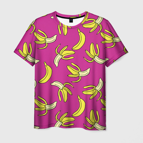 Мужская футболка 3D с принтом Banana pattern   Summer   Color , 100% полиэфир | прямой крой, круглый вырез горловины, длина до линии бедер | Тематика изображения на принте: banana | color | pattern | summer | банан | лето | узор | цвет