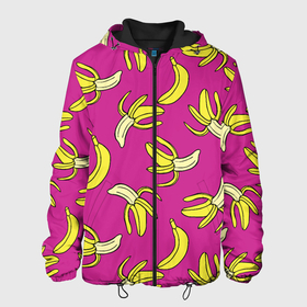 Мужская куртка 3D с принтом Banana pattern   Summer   Color в Белгороде, ткань верха — 100% полиэстер, подклад — флис | прямой крой, подол и капюшон оформлены резинкой с фиксаторами, два кармана без застежек по бокам, один большой потайной карман на груди. Карман на груди застегивается на липучку | banana | color | pattern | summer | банан | лето | узор | цвет