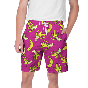 Мужские шорты 3D с принтом Banana pattern   Summer   Color в Белгороде,  полиэстер 100% | прямой крой, два кармана без застежек по бокам. Мягкая трикотажная резинка на поясе, внутри которой широкие завязки. Длина чуть выше колен | banana | color | pattern | summer | банан | лето | узор | цвет