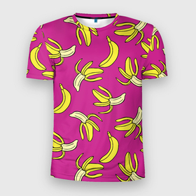 Мужская футболка 3D Slim с принтом Banana pattern   Summer   Color , 100% полиэстер с улучшенными характеристиками | приталенный силуэт, круглая горловина, широкие плечи, сужается к линии бедра | banana | color | pattern | summer | банан | лето | узор | цвет